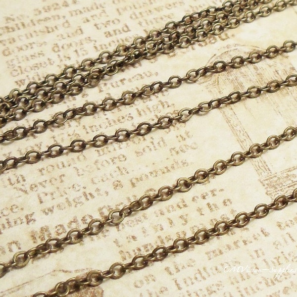 Lot of 1000cm (10 meters, 10.93 Yards) Exquisite 2.0mm Antique pure brass Cable Chain (soldered links) G04777