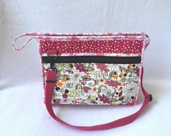 Flowers and Polka Dots Project Bag with zippers and pockets