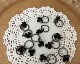 Black Rose knitting stitch markers