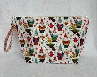 Garden gnomes zippered bag -READY TO SHIP