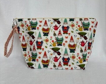 Garden gnomes zippered bag -READY TO SHIP