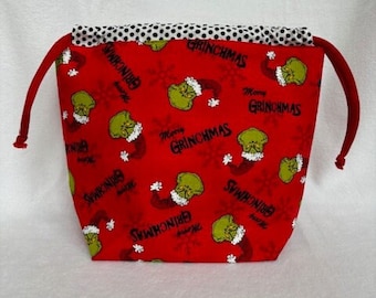 Merry Christmas Grinch drawstring bag - READY TO SHIP