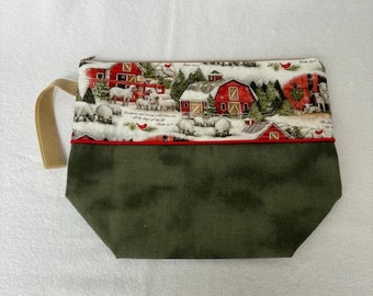 Winter sheep zippered bag - READY TO SHIP