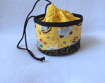 Small Gnome and Bees drawstring bag