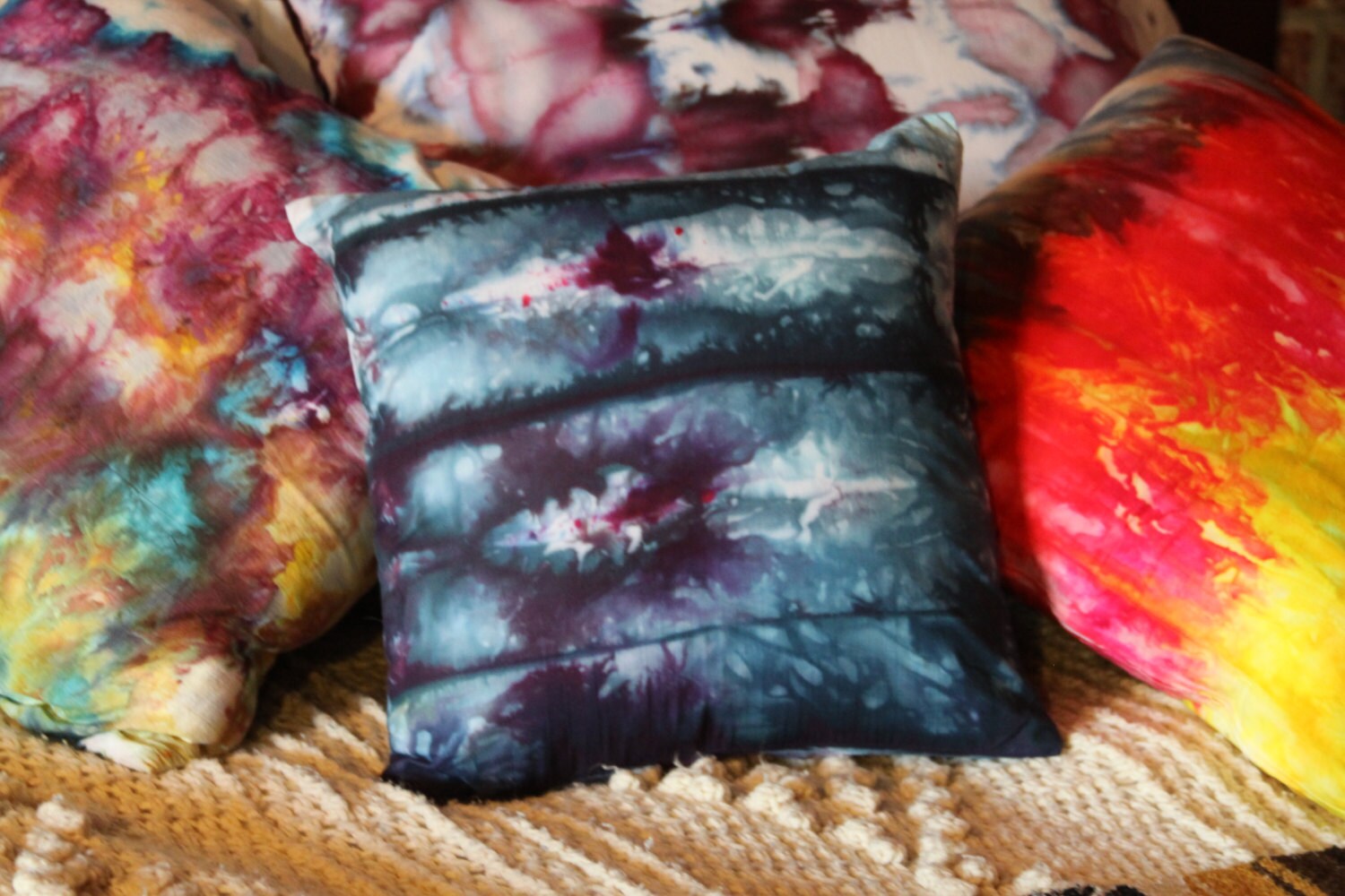 Dark Blue Contemporary Ice Dyed Pillow Cover 1414 Etsy