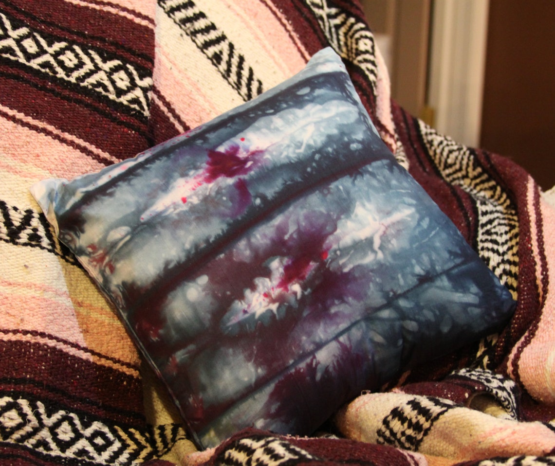 Dark Blue Contemporary Ice Dyed Pillow Cover 1414 Etsy