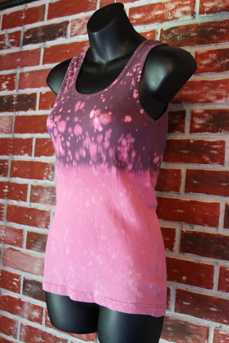 Purple and Pink Bleach Dyed Junior's Cut Ribbed Tank - Etsy
