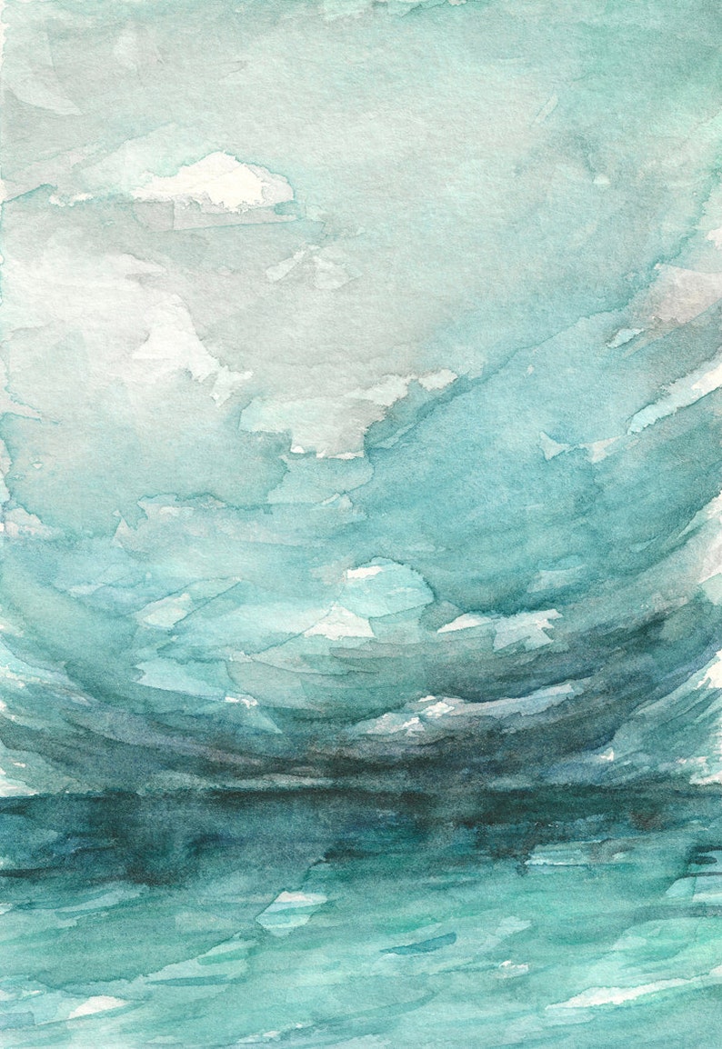 Ocean Watercolor Abstract Watercolor Ocean Art Abstract Etsy