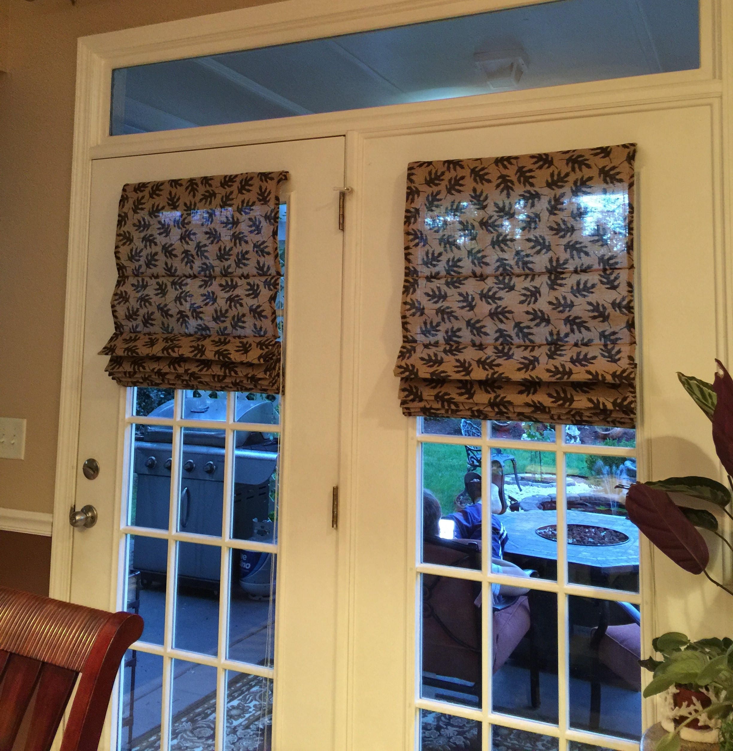 Custom made 2 Roman Shades Burlap fabric ready to ship SALE Etsy