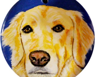 Personalized Hand Painted Golden Retriever Dog Ornament