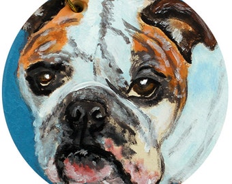 Personalized Hand Painted Bulldog Dog Ornament