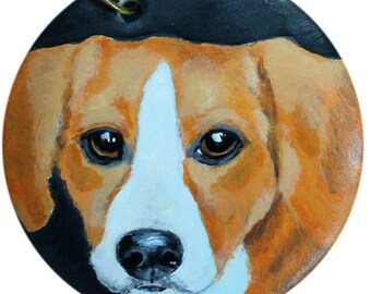 Personalized Hand Painted Beagle Dog Ornament