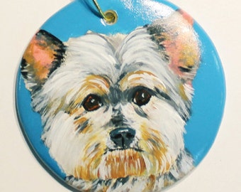 Personalized Hand Painted Yorkie Terrier Dog Ornament