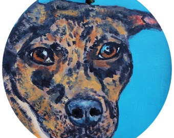 Personalized Hand Painted Pit Bull Dog Ornament