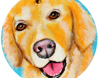 Personalized Hand Painted Golden Retriever Dog Ornament