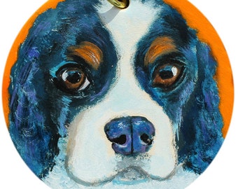 Personalized Hand Painted King Charles Dog Ornament