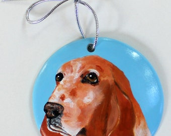 Personalized Hand Painted Basset Hound Dog Ornament