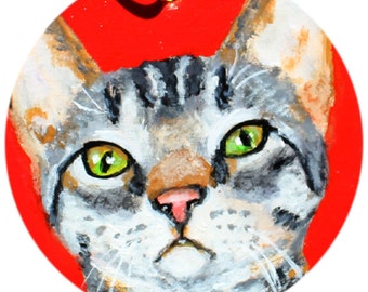 Personalized Hand Painted Tabby Cat Ornament