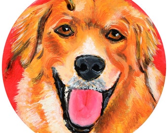 Personalized Hand Painted Golden Retriever Dog Ornament