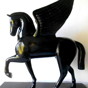 black pegasus fiberglass sculpture fine art equine art fantasy mythology