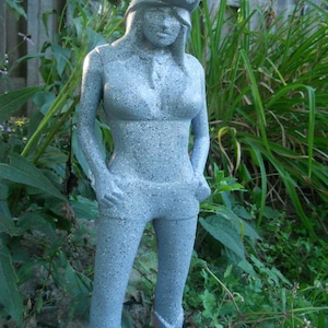 stone finish cowgirl sculpture garden figurine cast resin limited edition collectible fine art