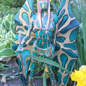 garden angel lawn art female figurine female angel camouflage paint fantasy sculpture folk art outdoor garden decoration
