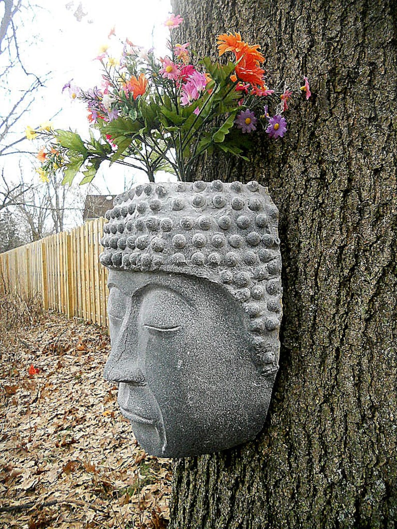 Buddha Head Planter Flower Pot 3d Wall Hanging Indoor Outdoor Etsy
