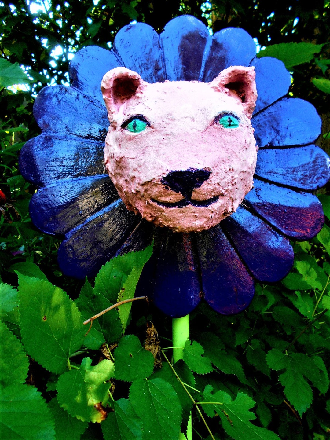 Catflower Outdoor Art Garden Decoration Sculpted Flower Cat Etsy