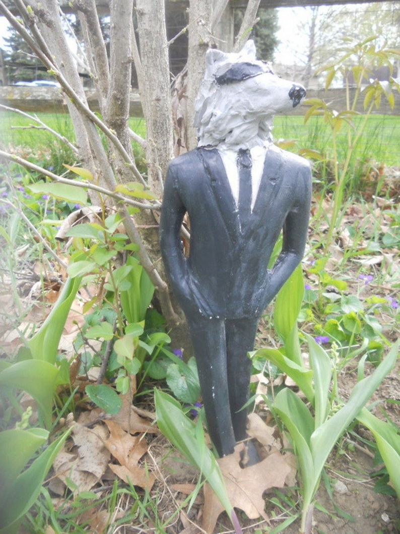 Cool Wolf Garden Figurine Big Bad Wolf Garden Sculpture Fairy Etsy