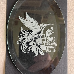 Stained Glass Supplies Laser Engraved Oval Bevel Hummingbird by Stallings Stained Glass