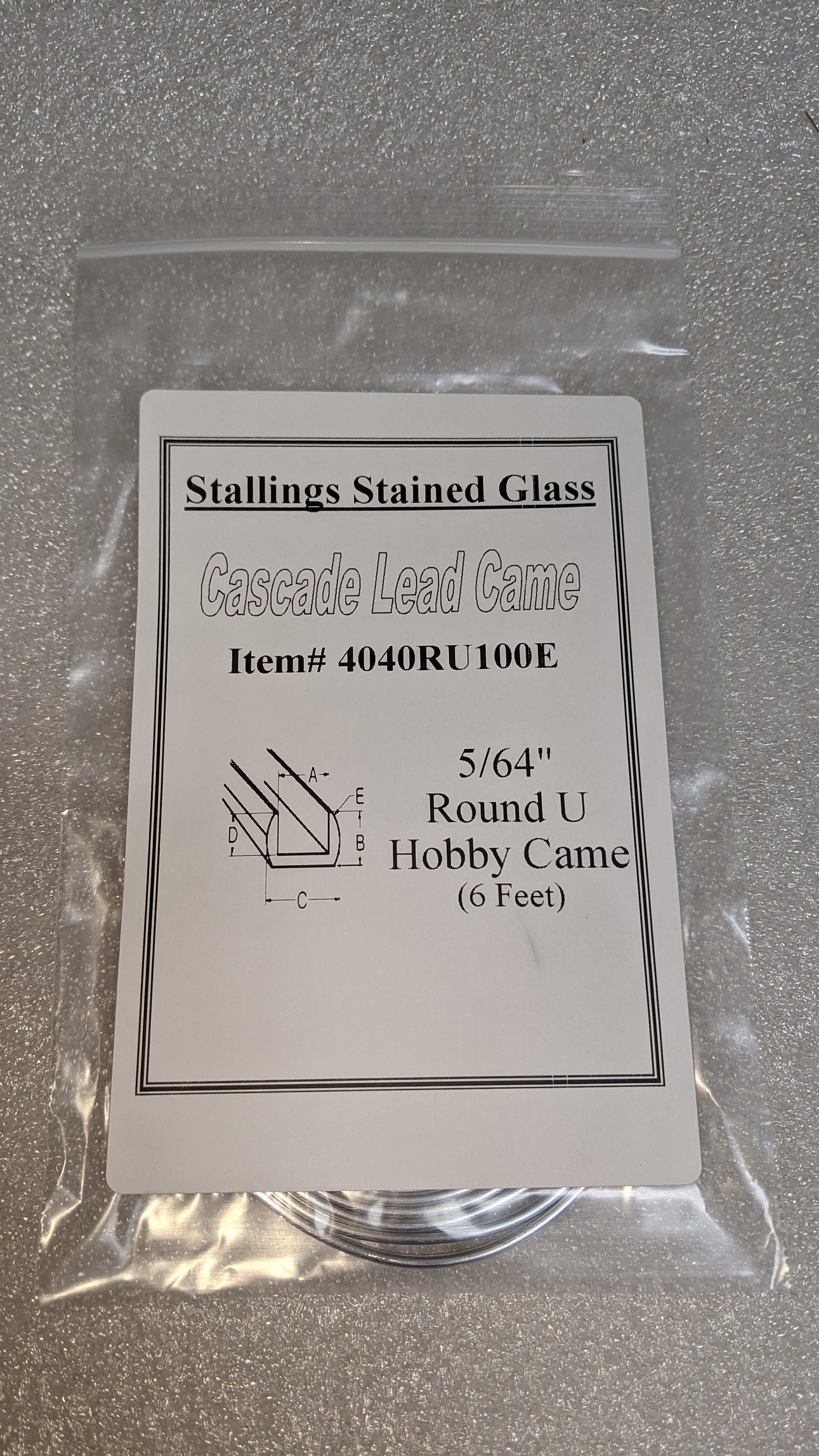 5/64 Round U Lead Hobby Came rolled & Bagged by Stallings Stained Glass 6  Feet 