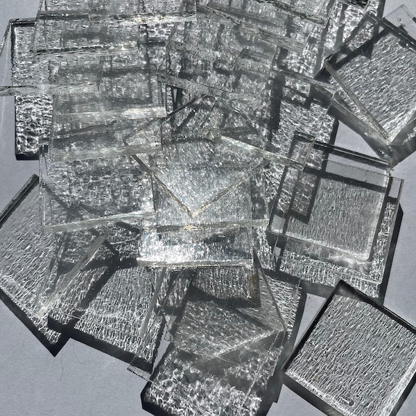 Stallings Stained Glass Lot d'échantillons de verre Wissmach transparent carré prédécoupé de 2,5 cm, 96 Coe, paquet de 25