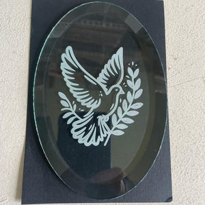 Stained Glass Supplies Laser Engraved Oval Bevel Dove by Stallings Stained Glass