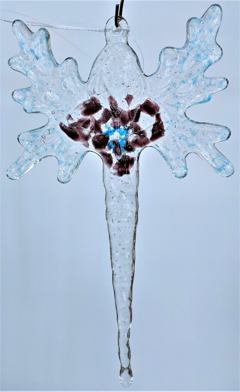 Fused Glass Icicle Ornament Snow Fairy