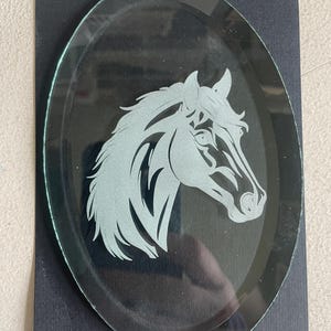 Stained Glass Supplies Laser Engraved Oval Bevel Horse Head by Stallings Stained Glass