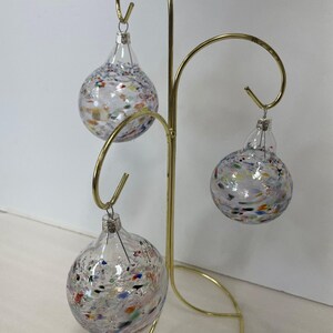 Blown Glass Ornaments - Set of 3 Clear Confetti Mix By Stallings Stained Glass