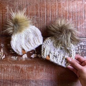 Handmade Preemie Baby Beanie with Pom: Wool-Blend Knit Hat