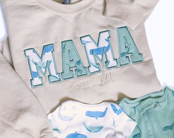 Embroidered MAMA Sweatshirt, Baby Clothes Keepsake, Mother's Day Gift