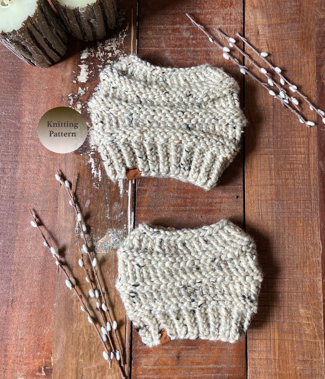 Easy KNITTING PATTERN Messy Bun Hat Knit Pattern Open Top Beanie Pattern Knit Bun Hat Pattern