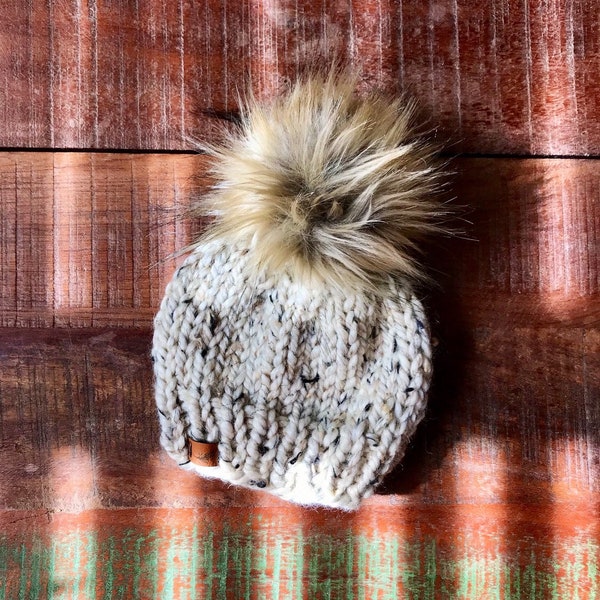 Knit Baby Hat Newborn Hat with Pom Poms Chunky Knit Baby Beanie Newborn Knit Hat Baby Girl Hat Gender Reveal Baby Shower Gift MADE TO ORDER