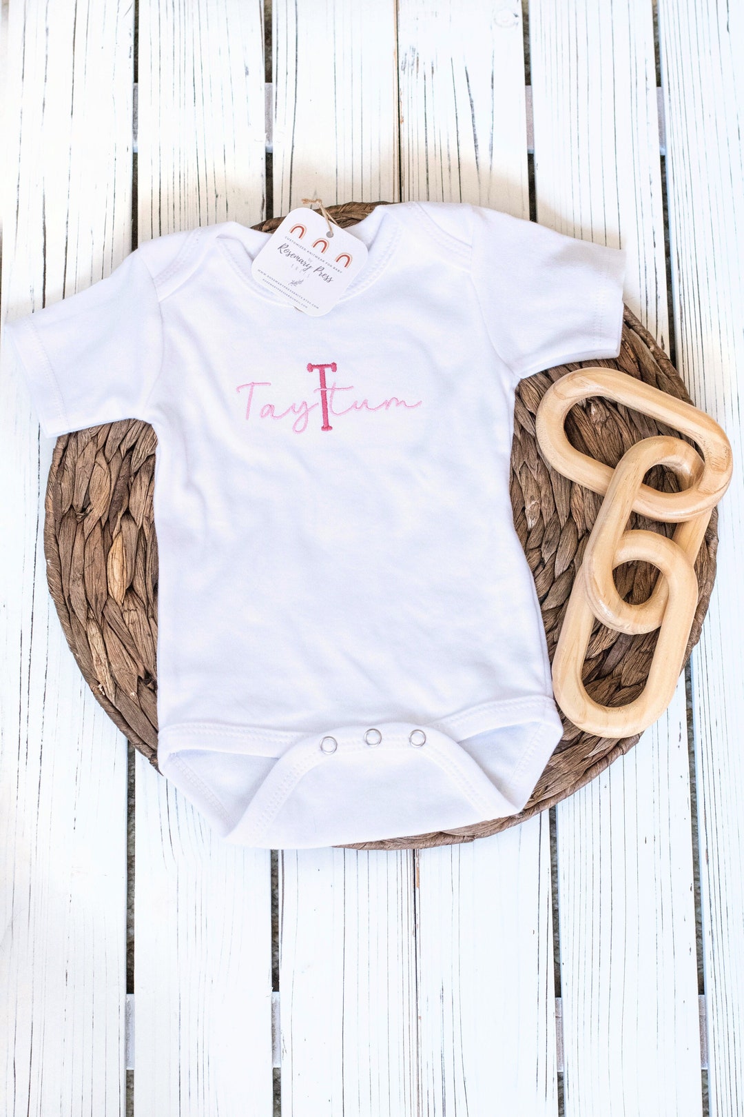 Baby Embroidered Striped Ruffled Bodysuit