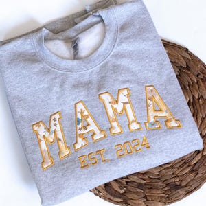 MAMA Keepsake Sweatshirt from Baby Clothes, Personalized Embroidered Mom Sweatshirt Gift, New Mom Baby Clothes Keepsake, Mothers Day Gift
