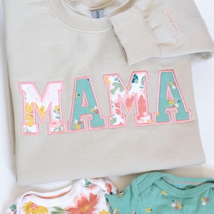MAMA Keepsake Sweatshirt: Embroidered Baby Clothes Appliqué