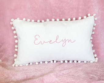 Personalized Embroidered Pillow, Baby Room Decor, Baby Girl Nursery Pillow, Custom Baby Pillow Gift, Personalized Baby Name Pillow Cover