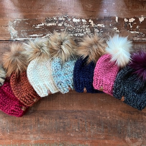 Baby Knit Hat, Baby Winter Hat, Infant Beanie, Chunky Knit Hat with Pom Pom, Classic Beanie, Knit Beanie Gift for Baby, Kids Winter Hat