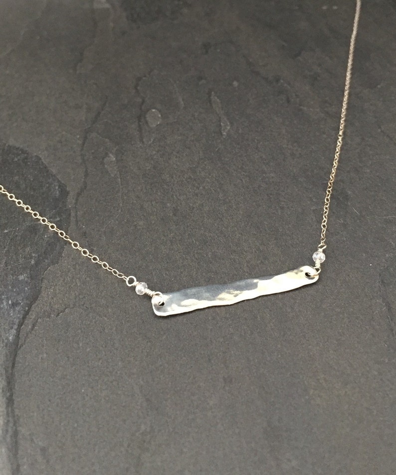 Hammered Sterling Silver Necklace Bar Necklace Layered Etsy
