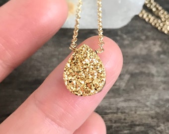 Gold Druzy Necklace - Etsy