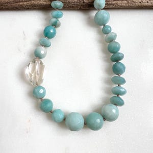 Hand Knotted Gemstone Necklace, Pastel Beaded Necklace in 14K Gold Fill