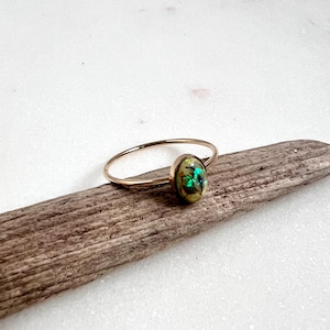 Monarch Opal Ring: Thin 14K Gold Fill Band, Size 7
