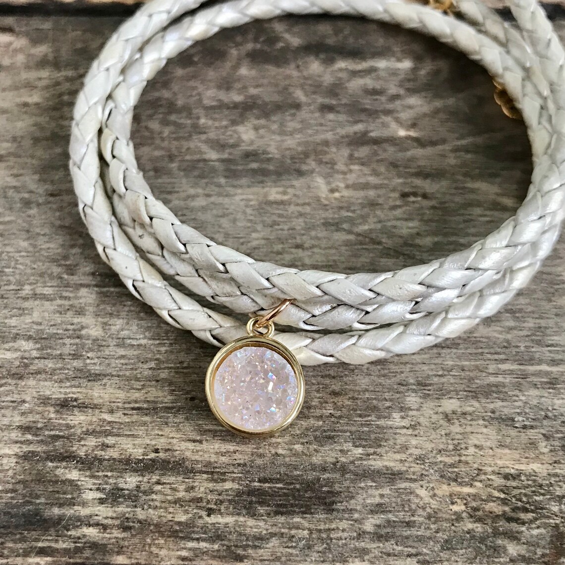 Leather Druzy Wrap Bracelet Wrap Bracelet Druzy Bracelet Etsy